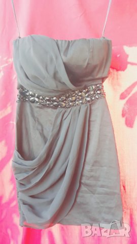 Черна къса рокля бюстие с камъни ХС, снимка 1