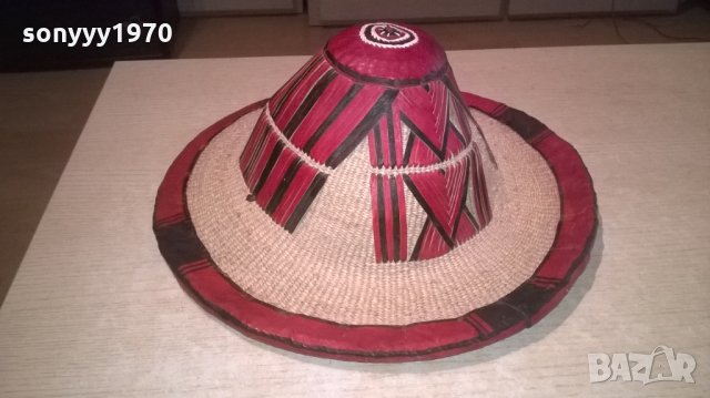 АНТИК-монголска красива автентична шапка-кожа и плетка-38х15см, снимка 2 - Антикварни и старинни предмети - 24234620