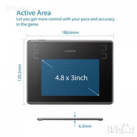 Графичен таблет HUION H430P, Таблет за рисуване, снимка 4 - Таблети - 23711301