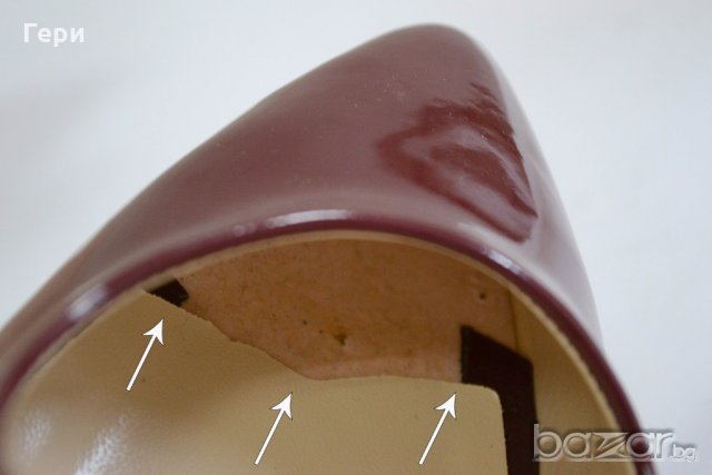 Елегантни лачени обувки от еко кожа в цвят бургунд Suheym, снимка 9 - Дамски обувки на ток - 18634021