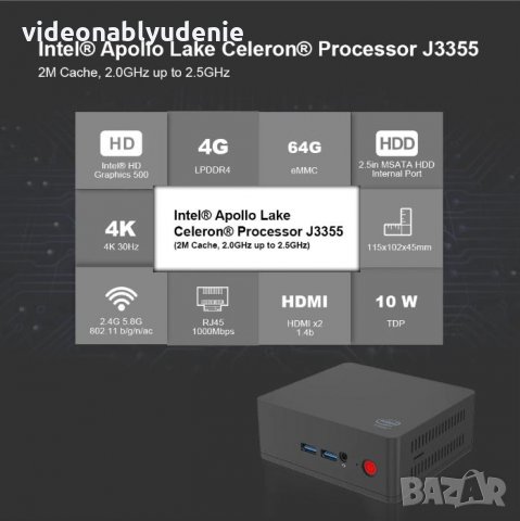 Beelink AP35 Mini PC Windows 10 Intel Apollo J3355 4GB RAM 64GB ROM TV Box WiFi 1000Mbps 1GB LAN BT4