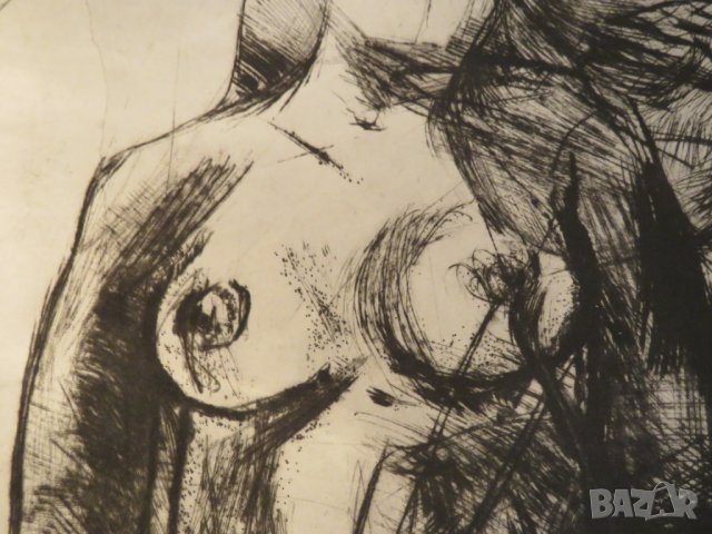 картина, еротика Красотата на  сложна композиция от преплетени голи тела - подписана - 18+ секс, снимка 4 - Антикварни и старинни предмети - 24999496