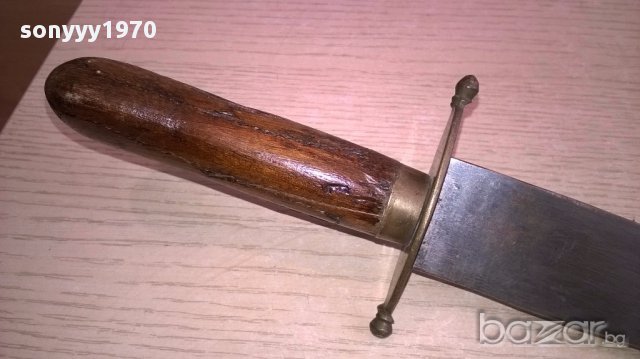 Стар нож индия-30см-дърво/метал/месинг-внос швеицария, снимка 7 - Ножове - 17807533