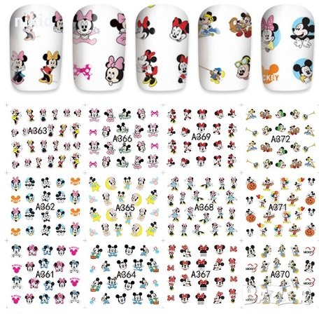 12 вида Мики и Мини Маус татос слайдер ваденки водни стикери за нокти маникюр