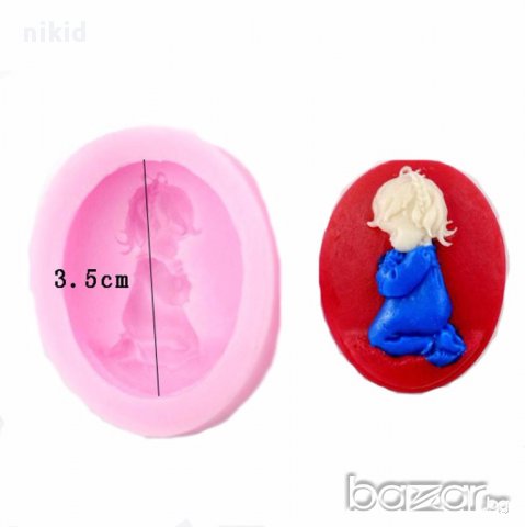 бебе на колене молитва овал бебешки молд силиконова форма  украса декорация фондан торта пита