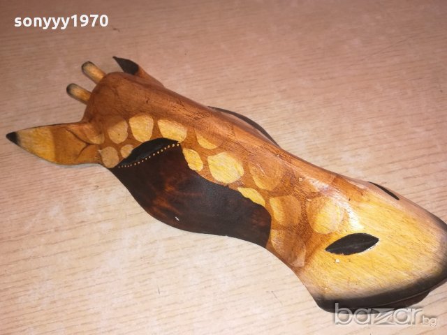 дървена маска-31х12х6см-жираф-внос швеицария, снимка 3 - Колекции - 20984790