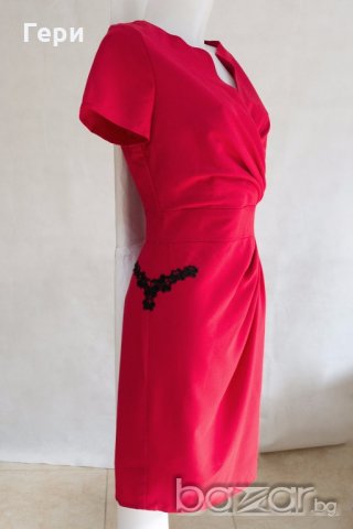 Червена рокля с къси ръкави марка KarteS - M, снимка 3 - Рокли - 18336322
