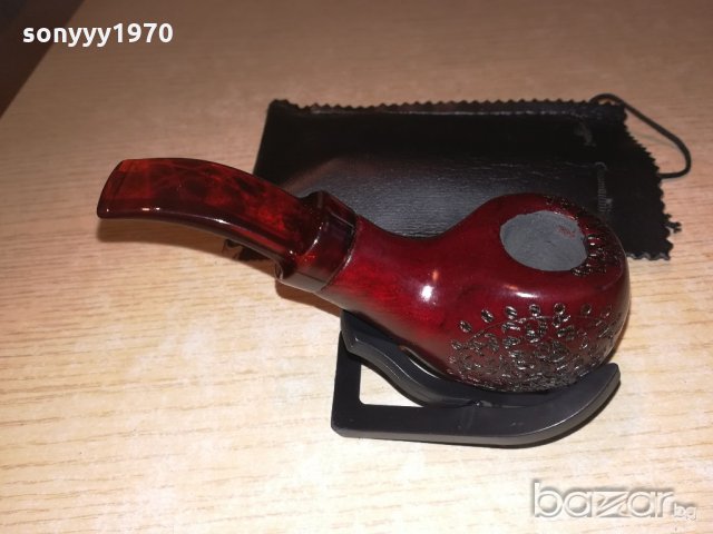 лула с поставка/стоика и кожен калъф-13х5х4см-внос швеицария, снимка 13 - Лули - 20798539