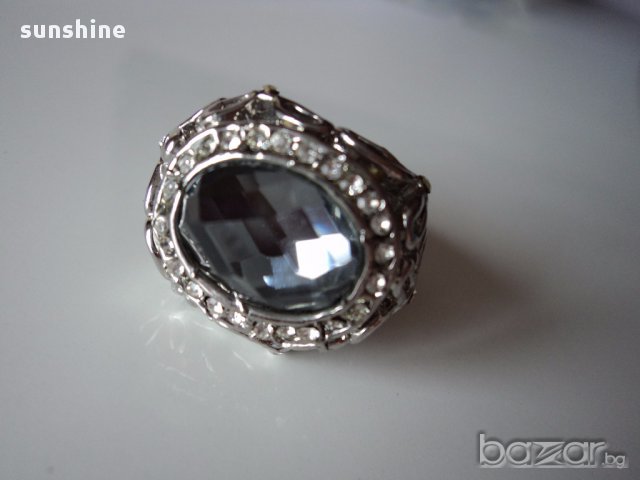Сребрист пръстен с камък и елементи Сваровски, снимка 9 - Пръстени - 10083468