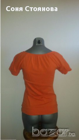 Дамска тениска С/М оранжева, памук, без следи от употреба, снимка 3 - Тениски - 15681946