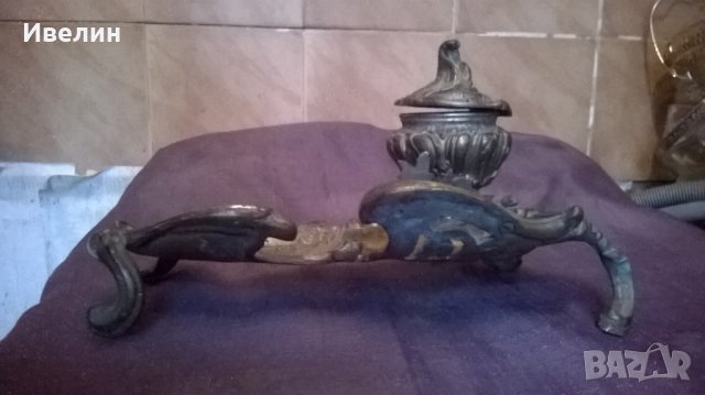  бронзова мастилница рококо, снимка 3 - Антикварни и старинни предмети - 25270193