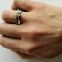 Сребърен пръстен с бели циркони - сребро проба 925 , снимка 4 - Пръстени - 20928736