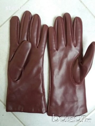 Кожени ръкавици бордо, снимка 4 - Шапки - 19912665