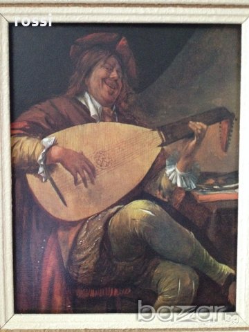 Jan Steen автопортрет(1626-1679) - стара картина репродукция/ Белгия  , снимка 3 - Колекции - 19525875