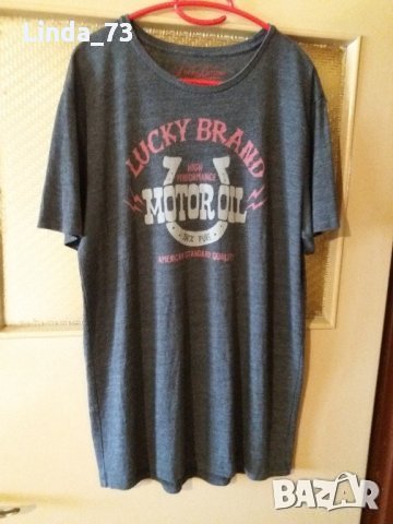Мъж.тениска-"LUCKY BRAND"-/полиес.+пам.+изк.коприна/-тъм.сива. Закупена от Германия., снимка 1 - Тениски - 21861682