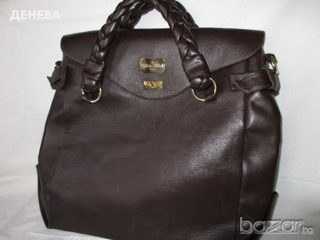 ЕСТЕСТВЕНА КОЖА на BELLA MILLA-ITALY - голяма кафява дамска чанта, снимка 1 - Чанти - 12856245