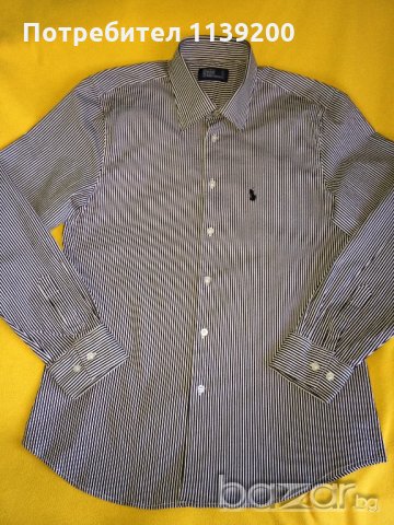 Polo Ralph Lauren USA М мъжка официална риза оригинал черно и бяло райе, снимка 15 - Ризи - 20866232