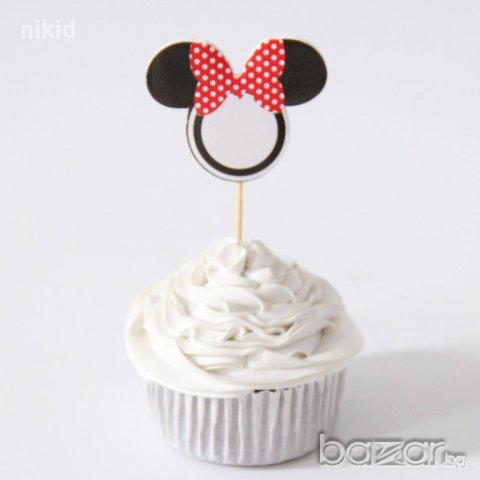 12 бр Малка глава Мини Маус твърд картон  за топер за сладки мъфини торта парти украса