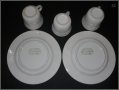 Лот: бели порцеланови чаши+бели порцеланови чинии,релефно инкрустирани, снимка 3
