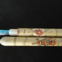 Стар Дървен калъф рисуван с пирограф за игли за плетене(куки), снимка 2 - Други стоки за дома - 20715874