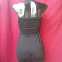Черна къса рокля бюстие тип балон с пайети от трико С, снимка 2 - Рокли - 19277225