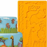 зоо сафари диви животни джунгла жираф лъв огромен силиконов молд форма за торта фондан слон маймуна, снимка 1 - Форми - 14703439