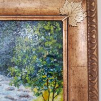 Маслена картина "Водопад" италиански художник, снимка 5 - Картини - 23022640