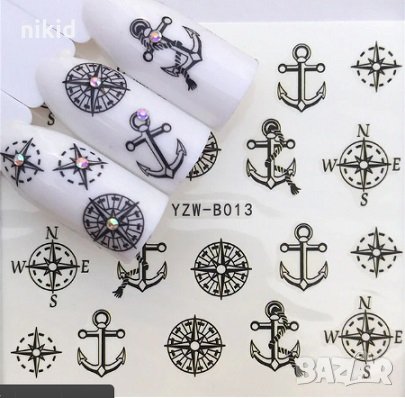 YZW-013 морски котви компас ваденки слайдер водни стикери маникюр нокти, снимка 1