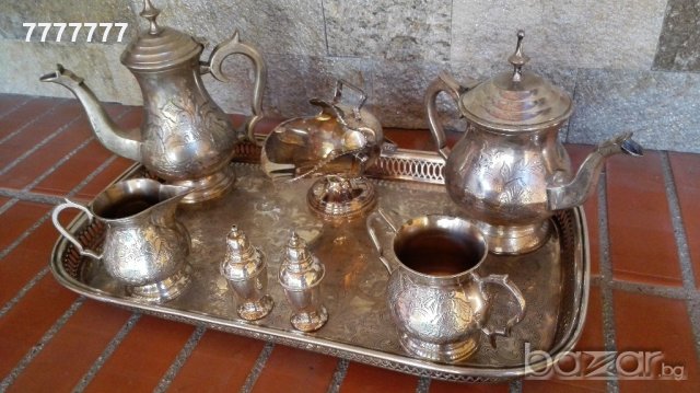 Старинен дълбоко посребрен сервиз, снимка 2 - Антикварни и старинни предмети - 20137508