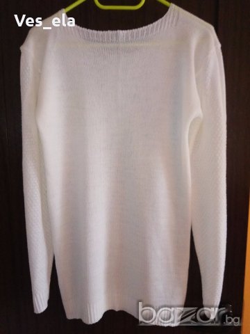 бяла блуза машино плетиво, снимка 2 - Блузи с дълъг ръкав и пуловери - 19960942