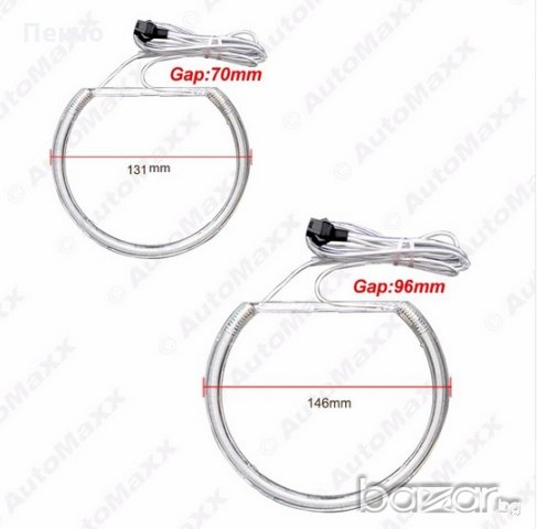 Сини Ангелски очи за BMW E46 Светодиодни фарове 2X131.5mm 2X146mm Angel Eyes, снимка 3 - Аксесоари и консумативи - 20102069