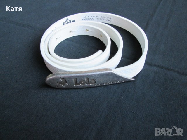 Тънък бял кожен колан Lois нов, снимка 2 - Колани - 25364056