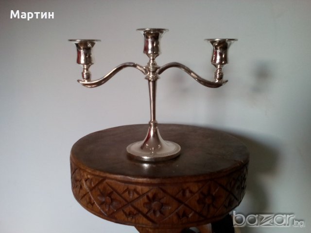 Масивен  посребрен  - Свещник - 1 бр. ( 778005) , снимка 3 - Други стоки за дома - 18316314