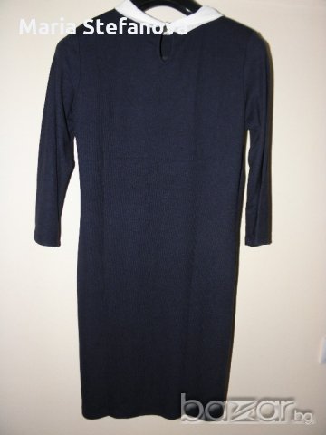 Нова синя рокля с бяла яка, снимка 3 - Рокли - 20356145