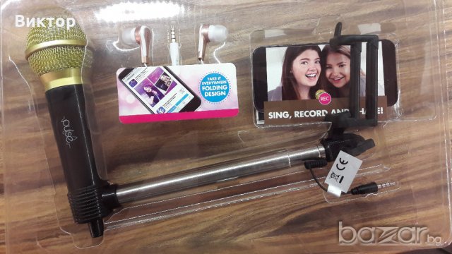 Микрофон със селфи стик и слушалки- вкл. приложение за заснемане на видеоклип, снимка 2 - Образователни игри - 21074188