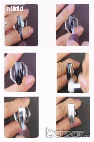 сребрист златист прах за нокти пудра + 2 апликатора за хромиран  UV огледален ефект блясък пигмент , снимка 4 - Продукти за маникюр - 15448585