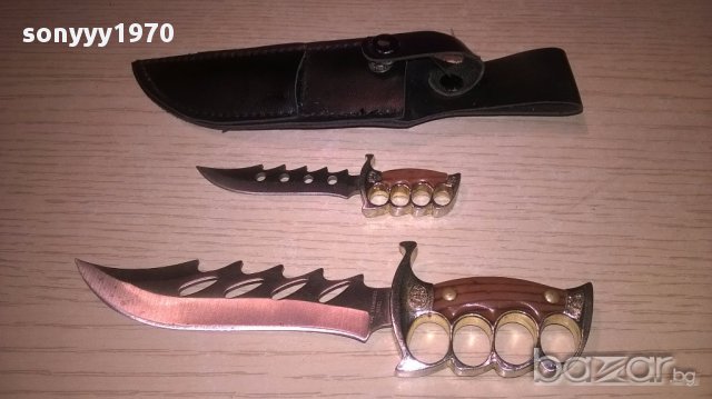 440 stainless steel-ножове 2 бр с кания-17см-внос швеицария, снимка 15 - Антикварни и старинни предмети - 17317592