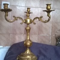 бароков свещник-тройка, снимка 1 - Антикварни и старинни предмети - 25197476
