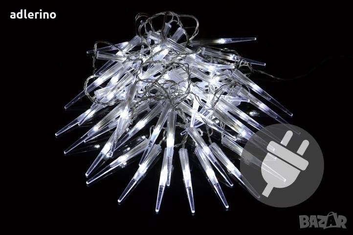 Зимна украса, ЛЕД гирлянда - Ледени висулки, коледна украса, с трафо, студено бяло, снимка 1