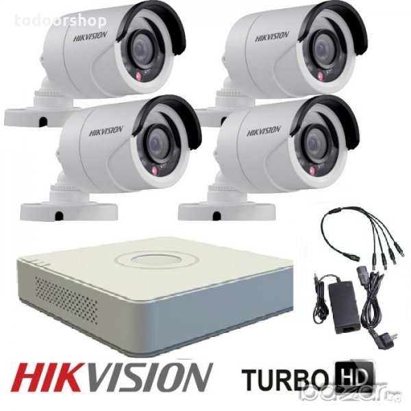 Комплект за видеонаблюдение с 4 HD-TVI камери HIKVISION, снимка 1