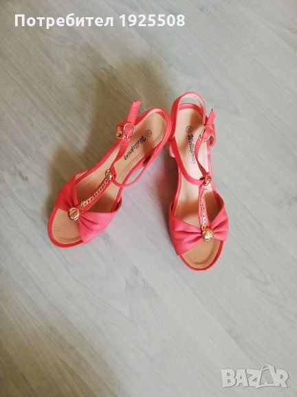 Дамски обувки на платформа в коралов цвят , снимка 1