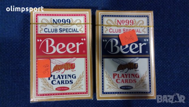карти за игра Beer Club special 99 нови сини и червени покер размер, снимка 1