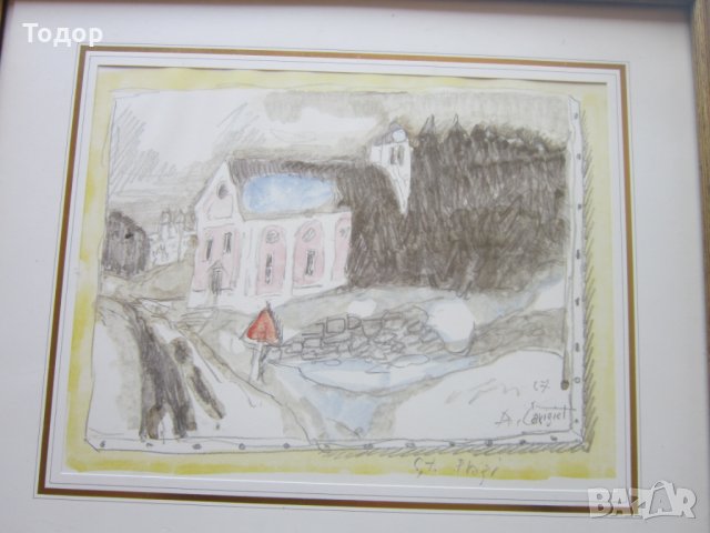 Страхотна стара картина офорт литография , снимка 5 - Картини - 25684931