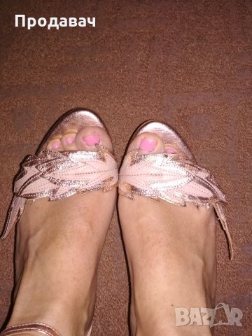 Розови Кожени сандали с ток , снимка 5 - Сандали - 21862979