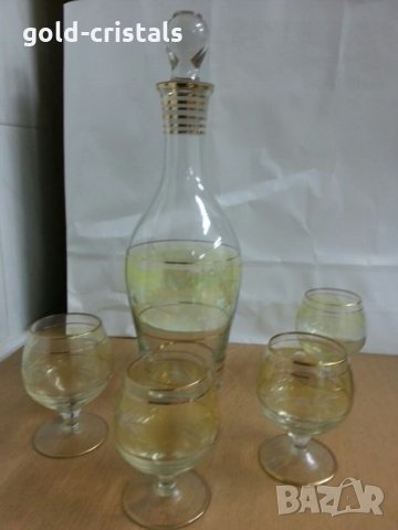 Ретро сервиз за ракия с златен кант, снимка 6 - Антикварни и старинни предмети - 22100319