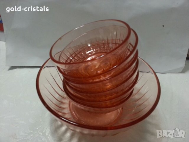 Стари стъклени купички розово стъкло, снимка 13 - Сервизи - 24077757