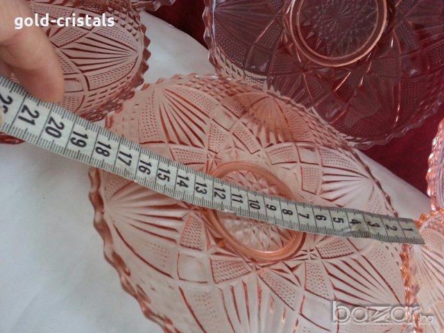   стъклени чинии цветно розово стъкло , снимка 5 - Антикварни и старинни предмети - 19926885