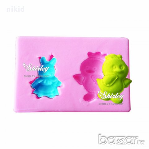 зайче и пиле заек пиленце малки великденски силиконов молд декорация украса фондан торта мъфини и др, снимка 2 - Форми - 17765021