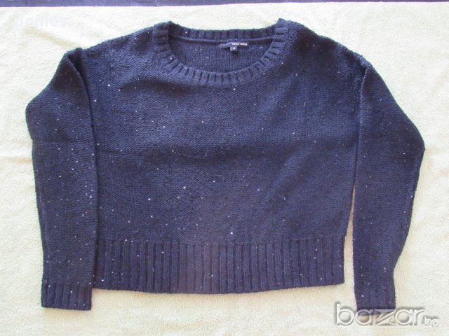  Черна машинно плетена блуза T A L L Y W E I J L, нова, размер Хs, снимка 1 - Блузи с дълъг ръкав и пуловери - 9815387