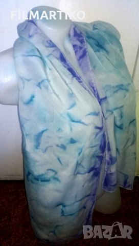 Ръчно рисуван копринен шал "Морски вълни"